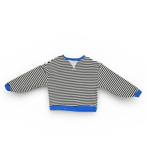 FREE PEOPLE WE THE FREE OVERSIZED STRIPE SWEATSHIRT BLUE CONTRAST CREWNECK - Picture 2 of 11